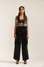 Load image into Gallery viewer, Black &amp; Cream Fringe Pyschedelic Jacket Co-ord
