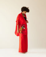 Load image into Gallery viewer, RED LINEN FACE OVERSIZED CO-ORD SET
