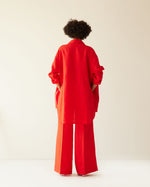 Load image into Gallery viewer, RED LINEN FACE OVERSIZED CO-ORD SET
