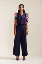 Load image into Gallery viewer, Navy Blue Paint Stain High Low Co-ord Set
