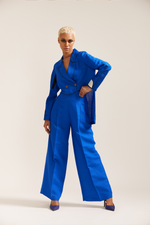 Load image into Gallery viewer, Royal Blue Raza Linen Cropped Jacket Co-ord
