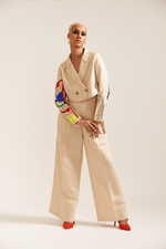 Load image into Gallery viewer, Paint Stain Linen Cropped Jacket Co-ord
