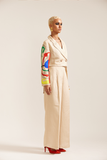 Load image into Gallery viewer, Paint Stain Linen Cropped Jacket Co-ord
