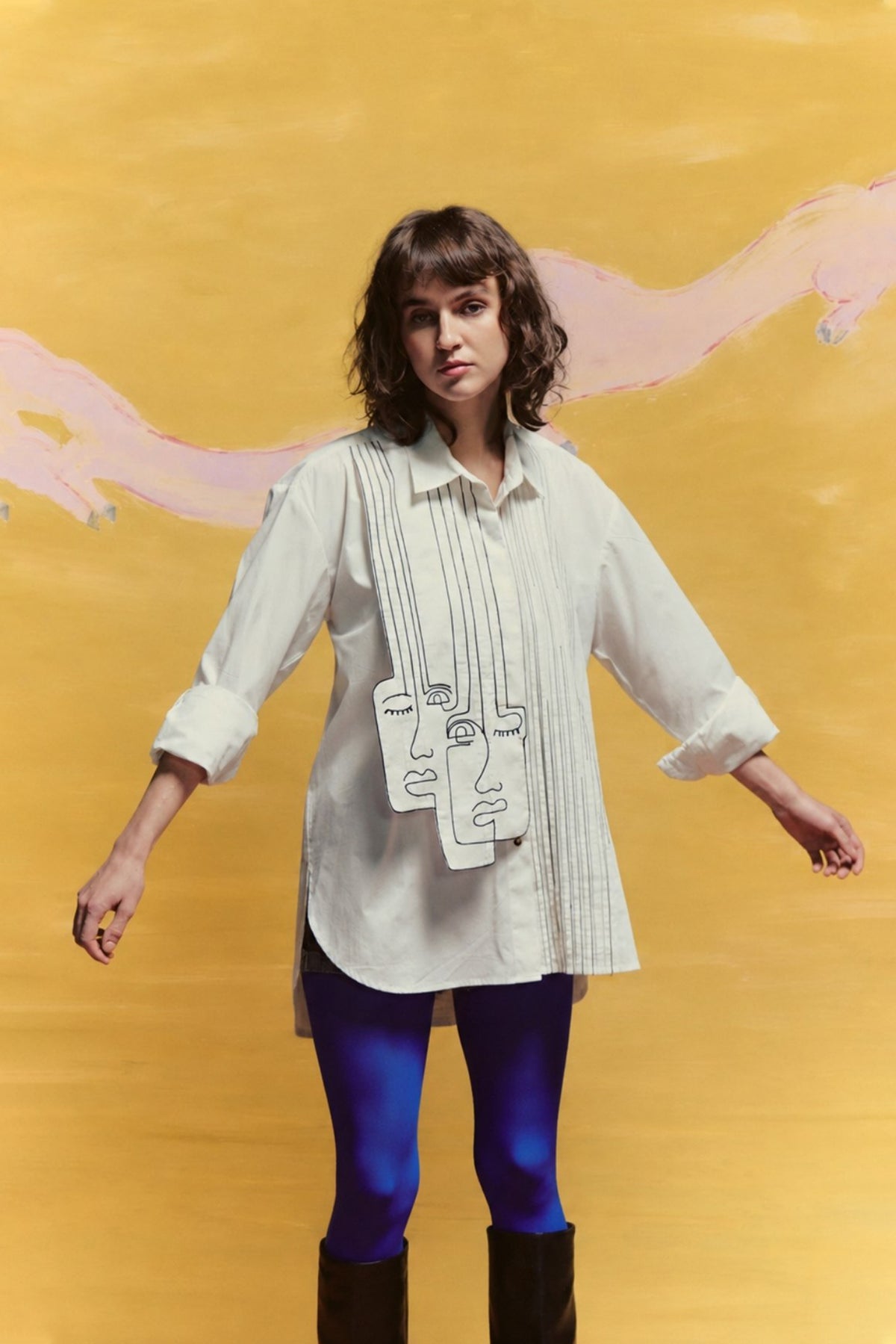 2 Face Lines Shirt White