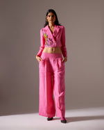 Load image into Gallery viewer, Pink Linen High Low Face Jacket Co-ord
