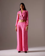 Load image into Gallery viewer, Pink Linen High Low Face Jacket Co-ord
