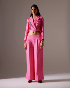 Pink Linen High Low Face Jacket Co-ord