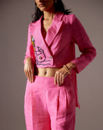 Load image into Gallery viewer, Pink Linen High Low Face Jacket Co-ord
