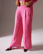 Load image into Gallery viewer, Pink Linen High Low Face Jacket Co-ord
