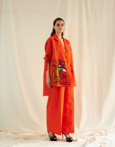 ORANGE LINEN FACE OVERSIZED CO-ORD SET