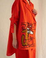 Load image into Gallery viewer, ORANGE LINEN FACE OVERSIZED CO-ORD SET
