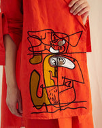 Load image into Gallery viewer, ORANGE LINEN FACE OVERSIZED CO-ORD SET
