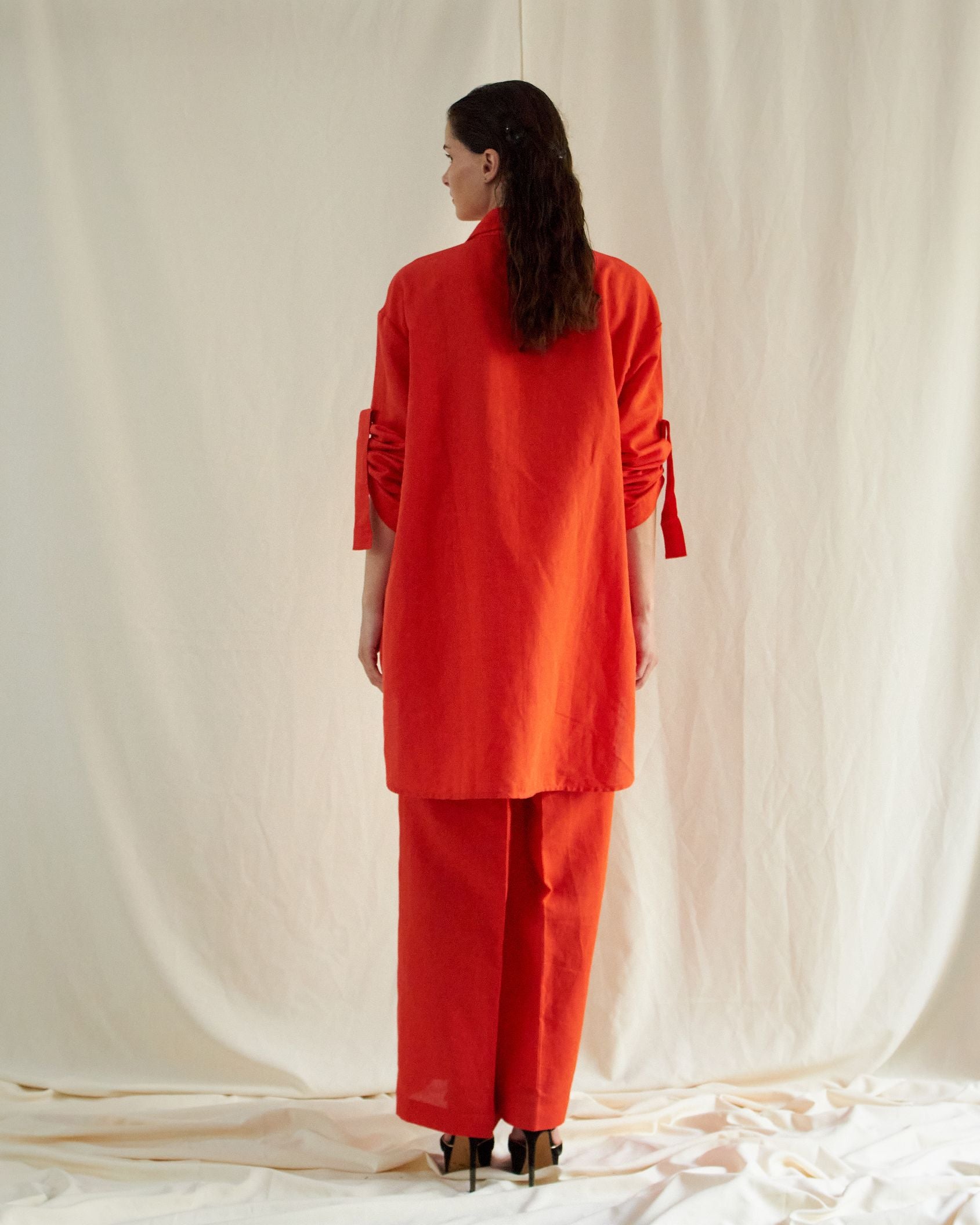 ORANGE LINEN FACE OVERSIZED CO-ORD SET