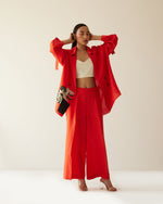 Load image into Gallery viewer, ORANGE LINEN HAND OVERSIZED CO-ORD SET
