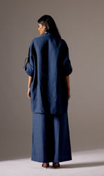 Load image into Gallery viewer, NAVY LINEN OVERSIZED JACKET CO-ORD
