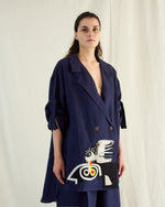 Load image into Gallery viewer, BLUE LINEN HAND OVERSIZED CO-ORD SET
