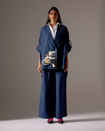 Load image into Gallery viewer, NAVY LINEN OVERSIZED JACKET CO-ORD
