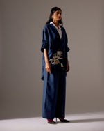 Load image into Gallery viewer, NAVY LINEN OVERSIZED JACKET CO-ORD
