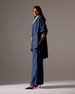 Load image into Gallery viewer, NAVY LINEN OVERSIZED JACKET CO-ORD
