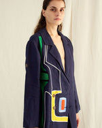 Load image into Gallery viewer, BLUE LINEN LINES OVERSIZED CO-ORD SET
