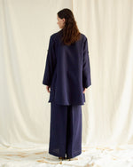 Load image into Gallery viewer, BLUE LINEN LINES OVERSIZED CO-ORD SET
