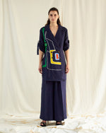 Load image into Gallery viewer, BLUE LINEN LINES OVERSIZED CO-ORD SET
