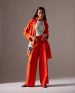 Load image into Gallery viewer, ORANGE LINEN SHIRT FIT JACKET CO-ORD
