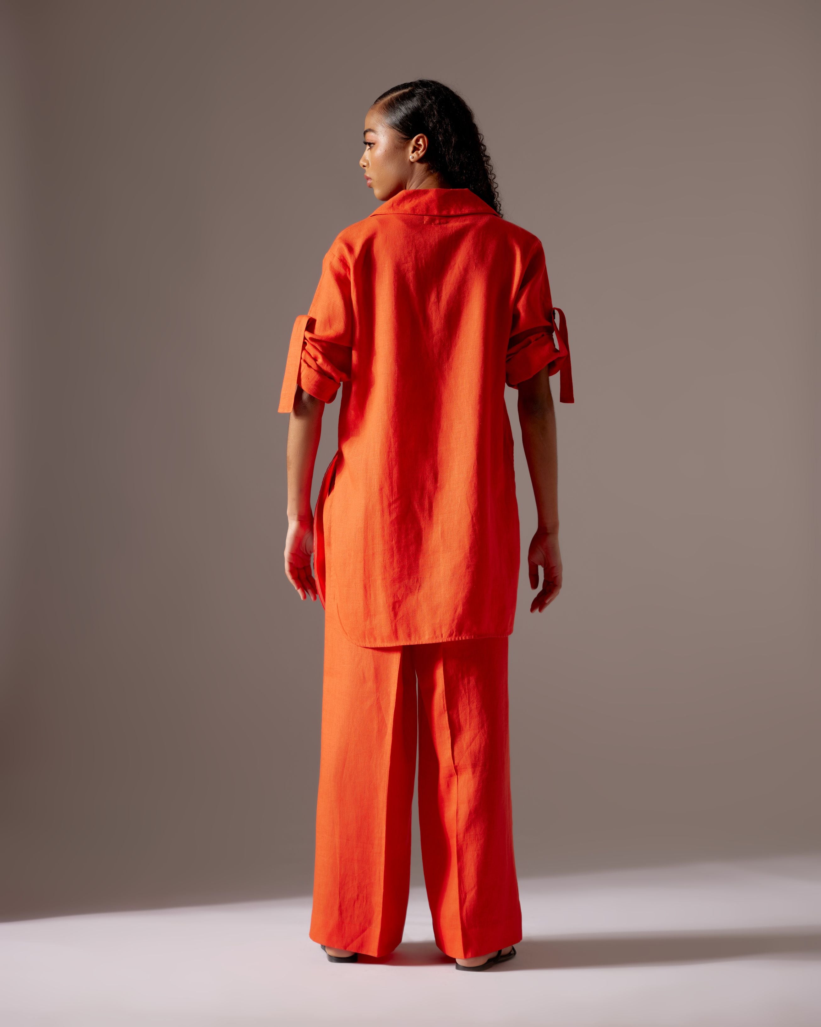 ORANGE LINEN SHIRT FIT JACKET CO-ORD