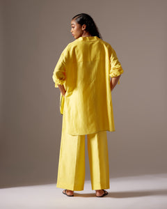 YELLOW LINEN FACE OVERSIZED JACKET CO-ORD