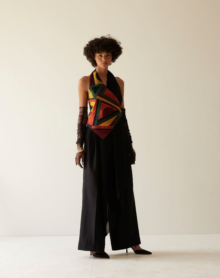 S.H. RAZA ONE SIDED DRAPE JACKET CO-ORD SET