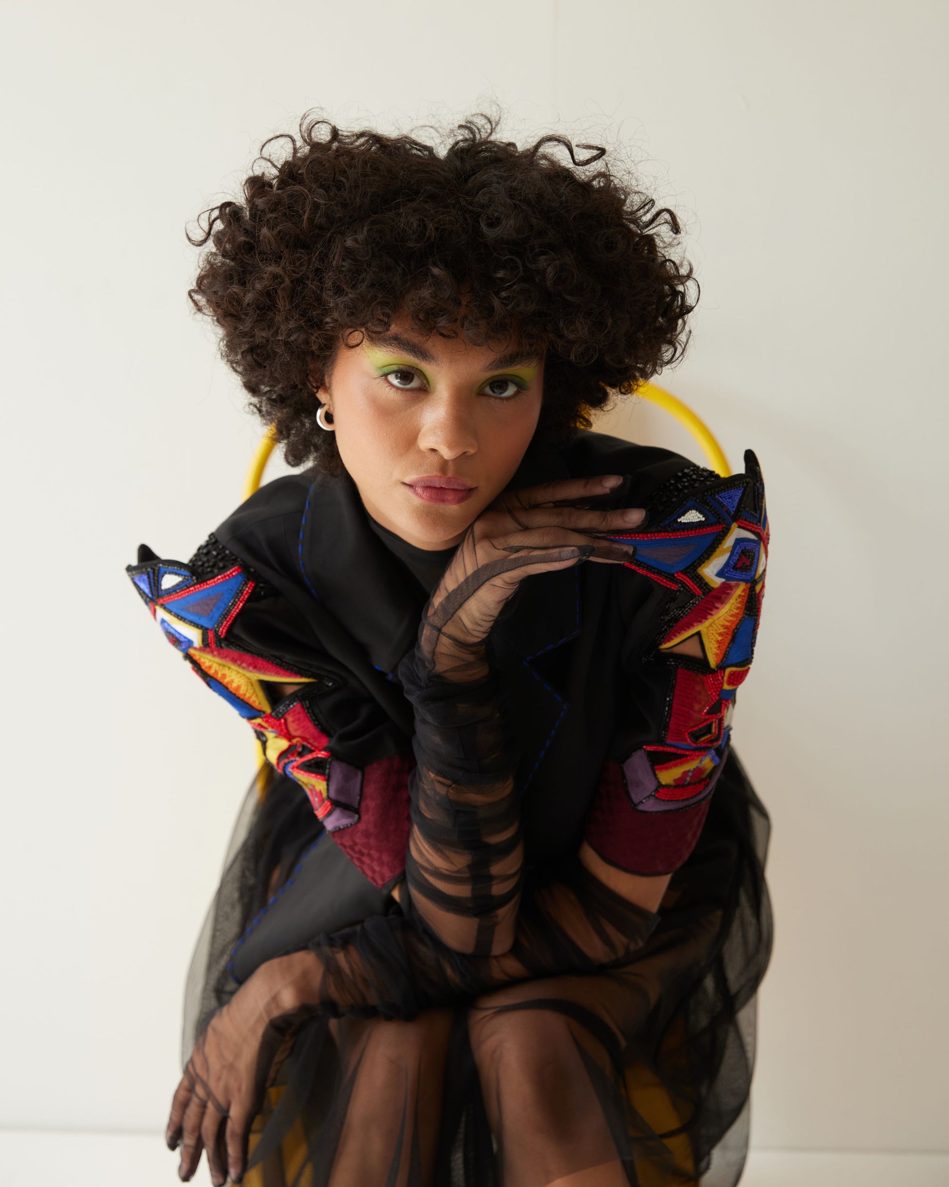 PICASSO CUBE FACE CROPPED JACKET WITH SKIRT CO-ORD SET