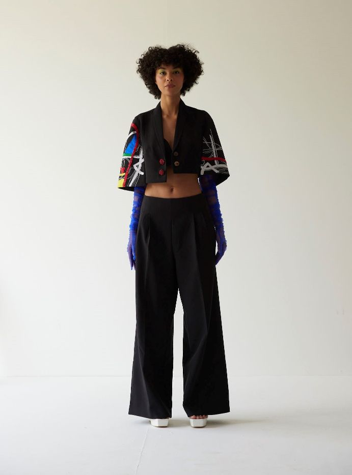 PAINT STAIN CROPPED BLAZER CO-ORD SET