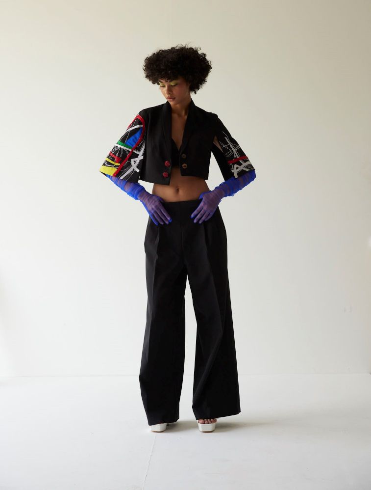 PAINT STAIN CROPPED BLAZER CO-ORD SET