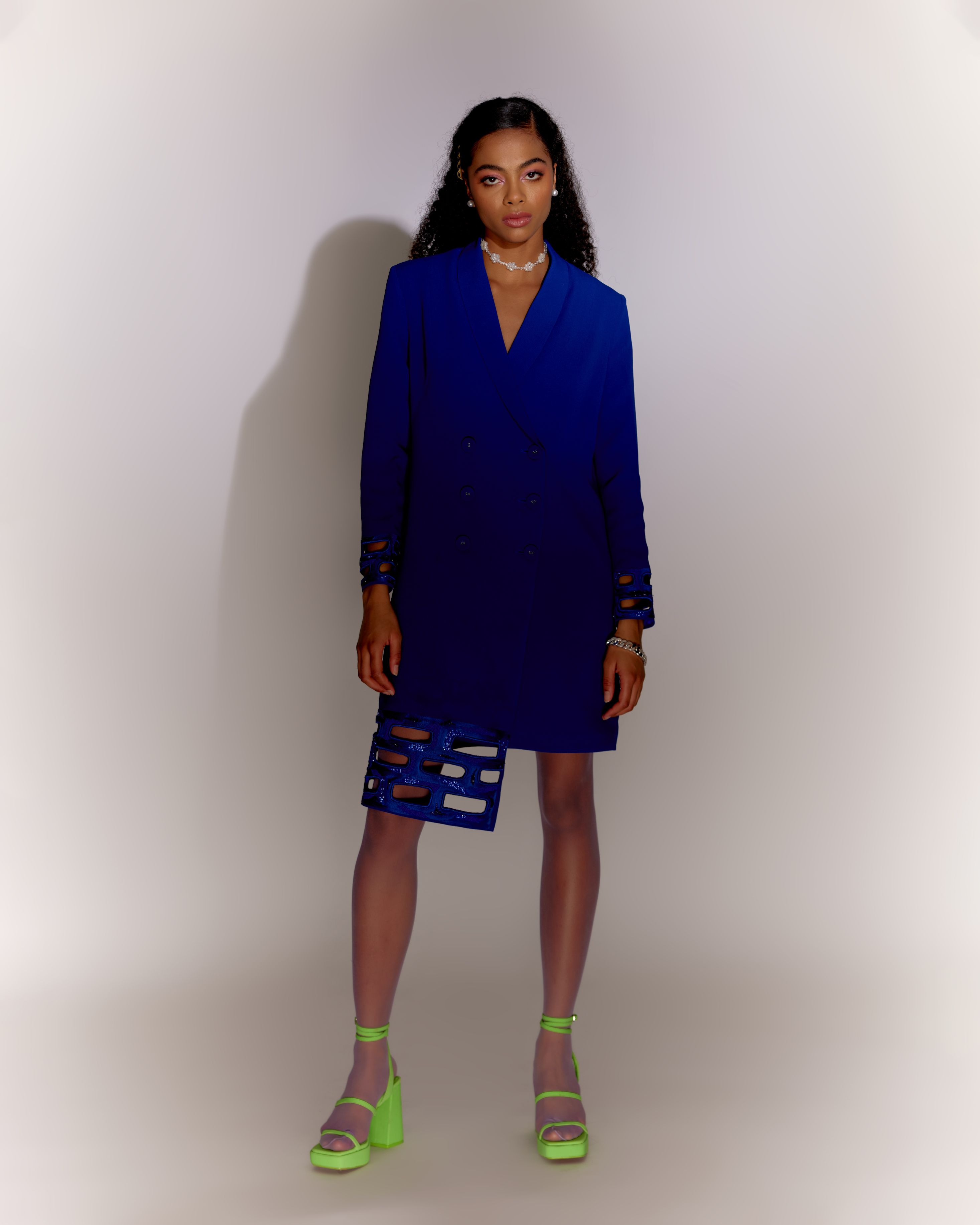 Blue Bricks Cut-out Jacket Dress
