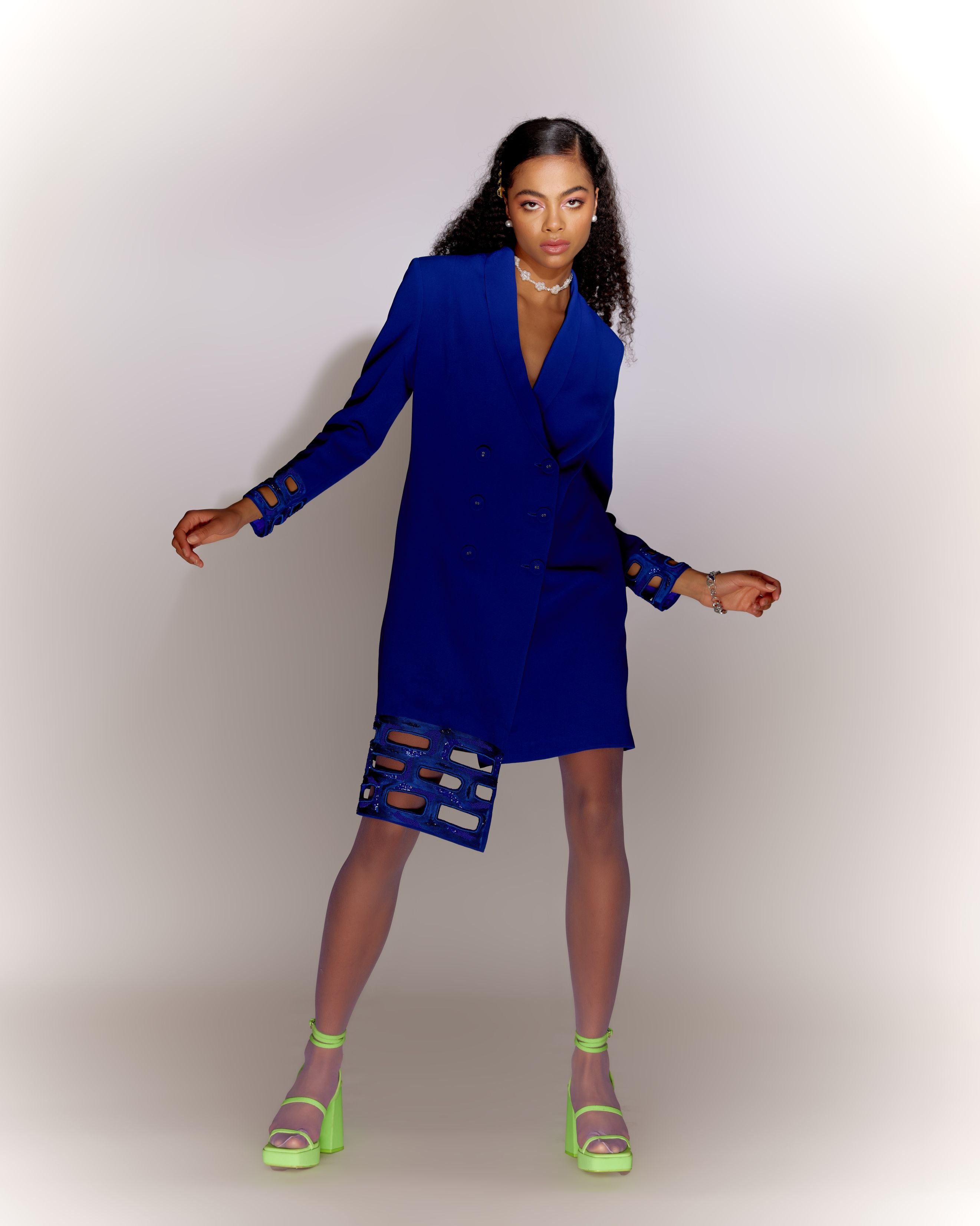 Blue Bricks Cut-out Jacket Dress