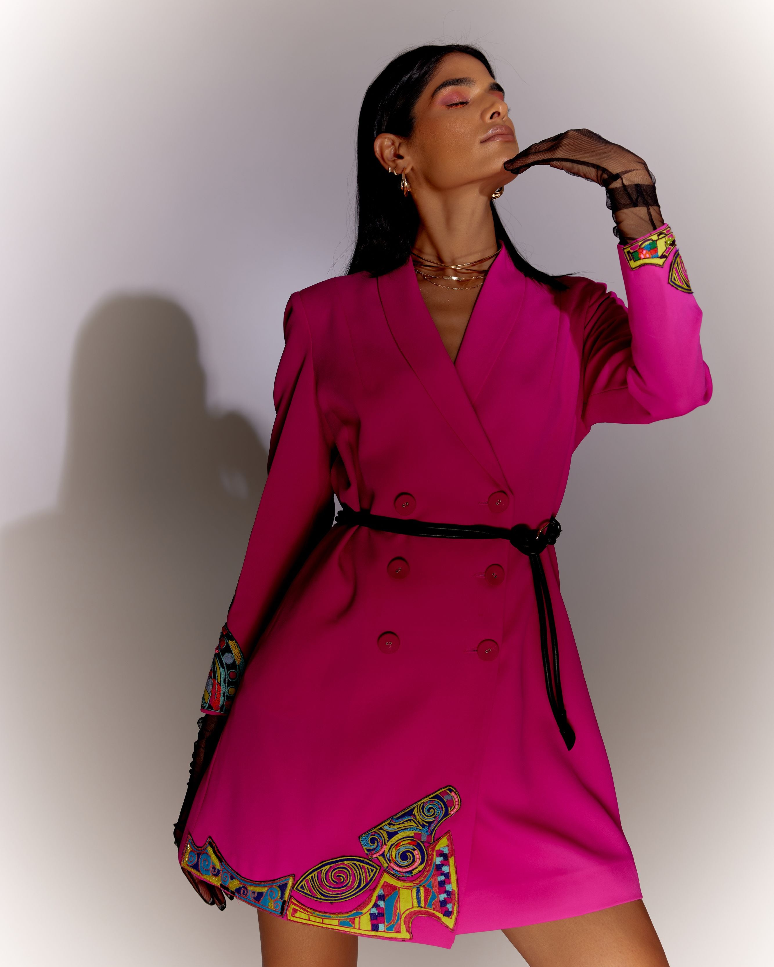 Pink Trippy Eyes Jacket Dress