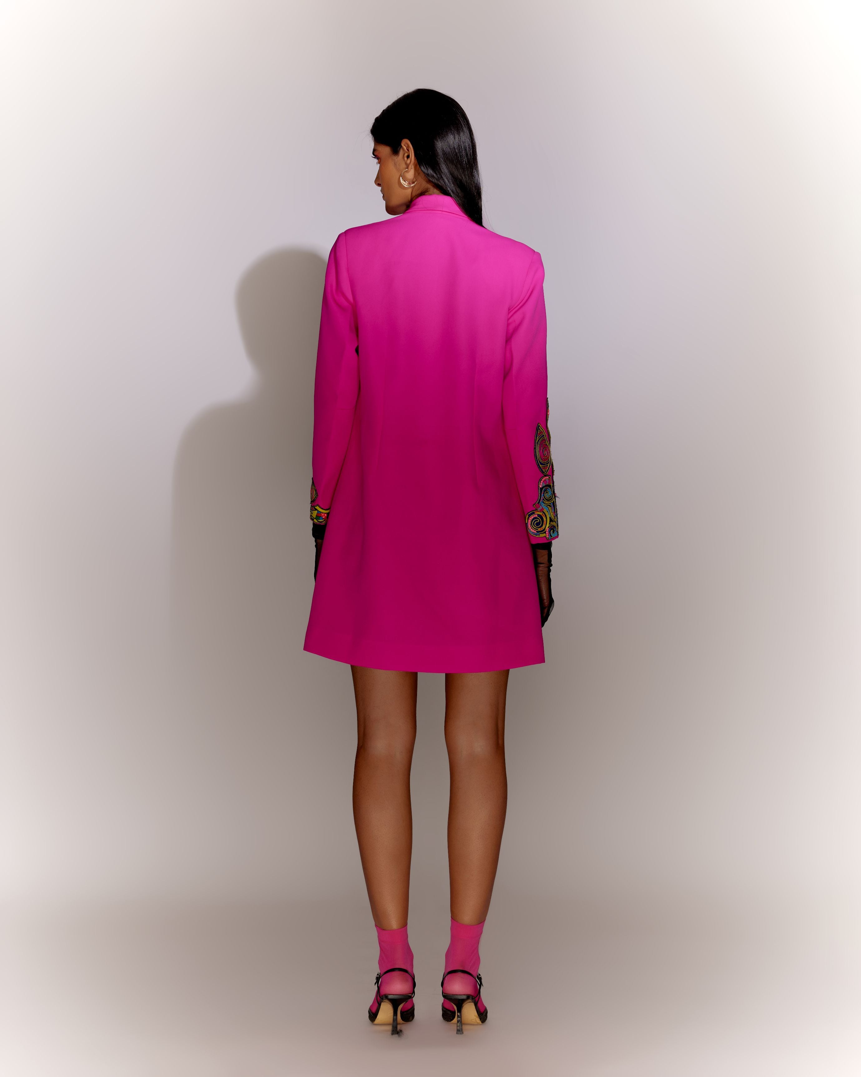 Pink Trippy Eyes Jacket Dress