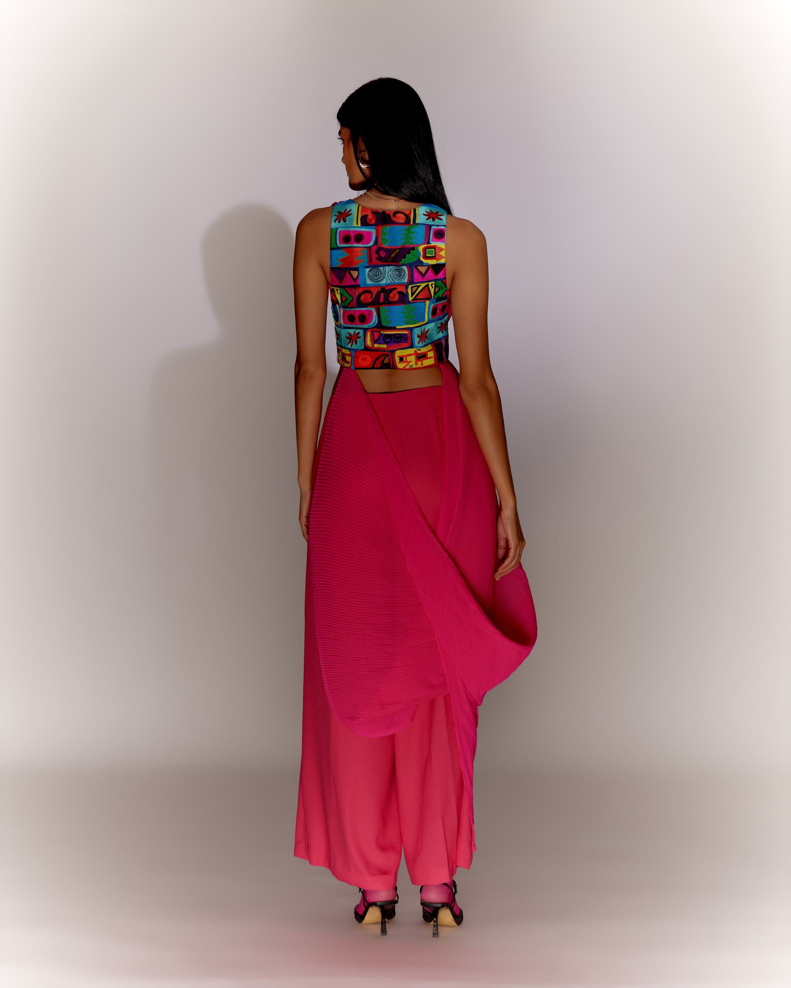 Pink Bricks Double Sided Drape Jacket Co-ord