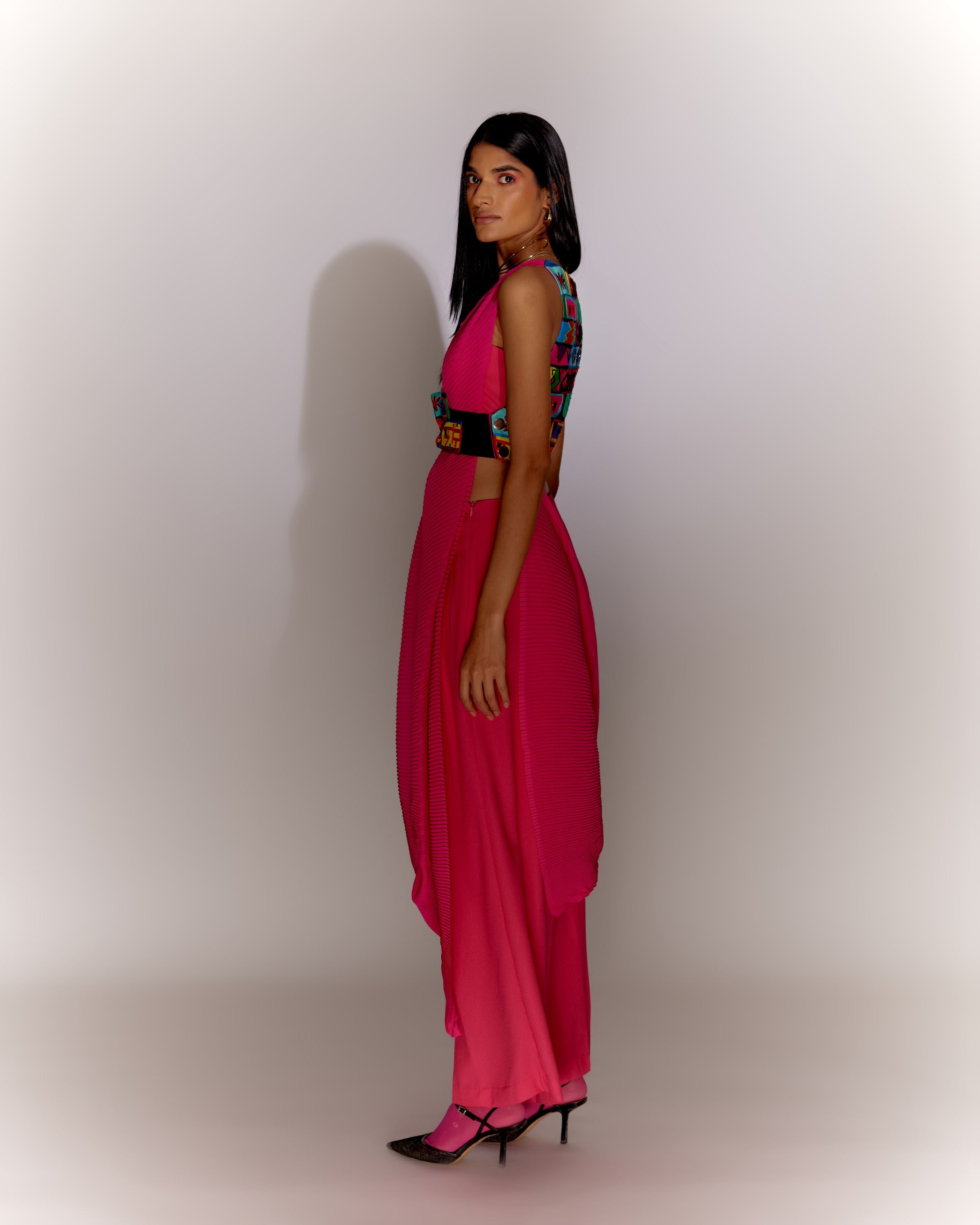 Pink Bricks Double Sided Drape Jacket Co-ord
