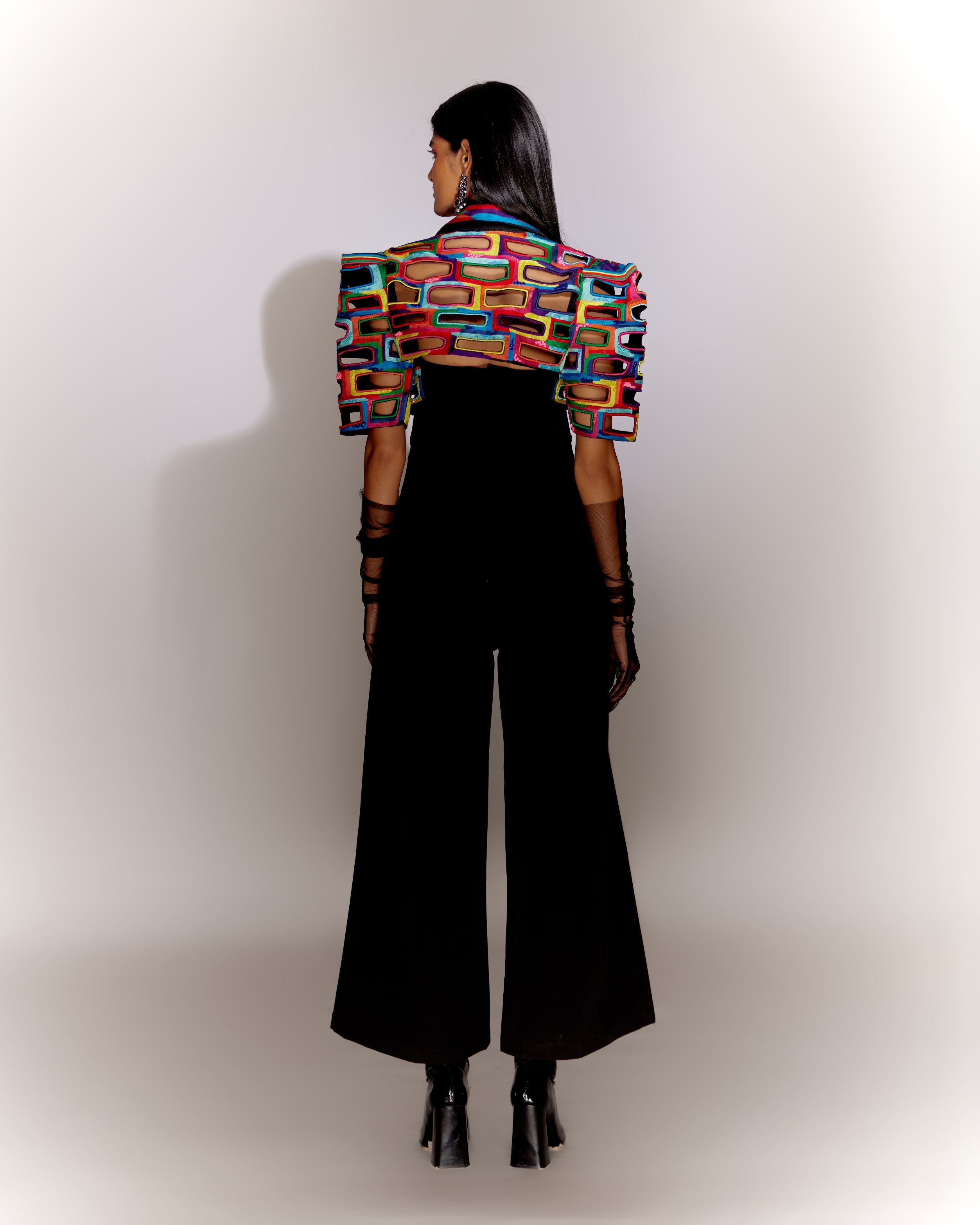 Bricks Cutwork Cropped Jacket Co-ord