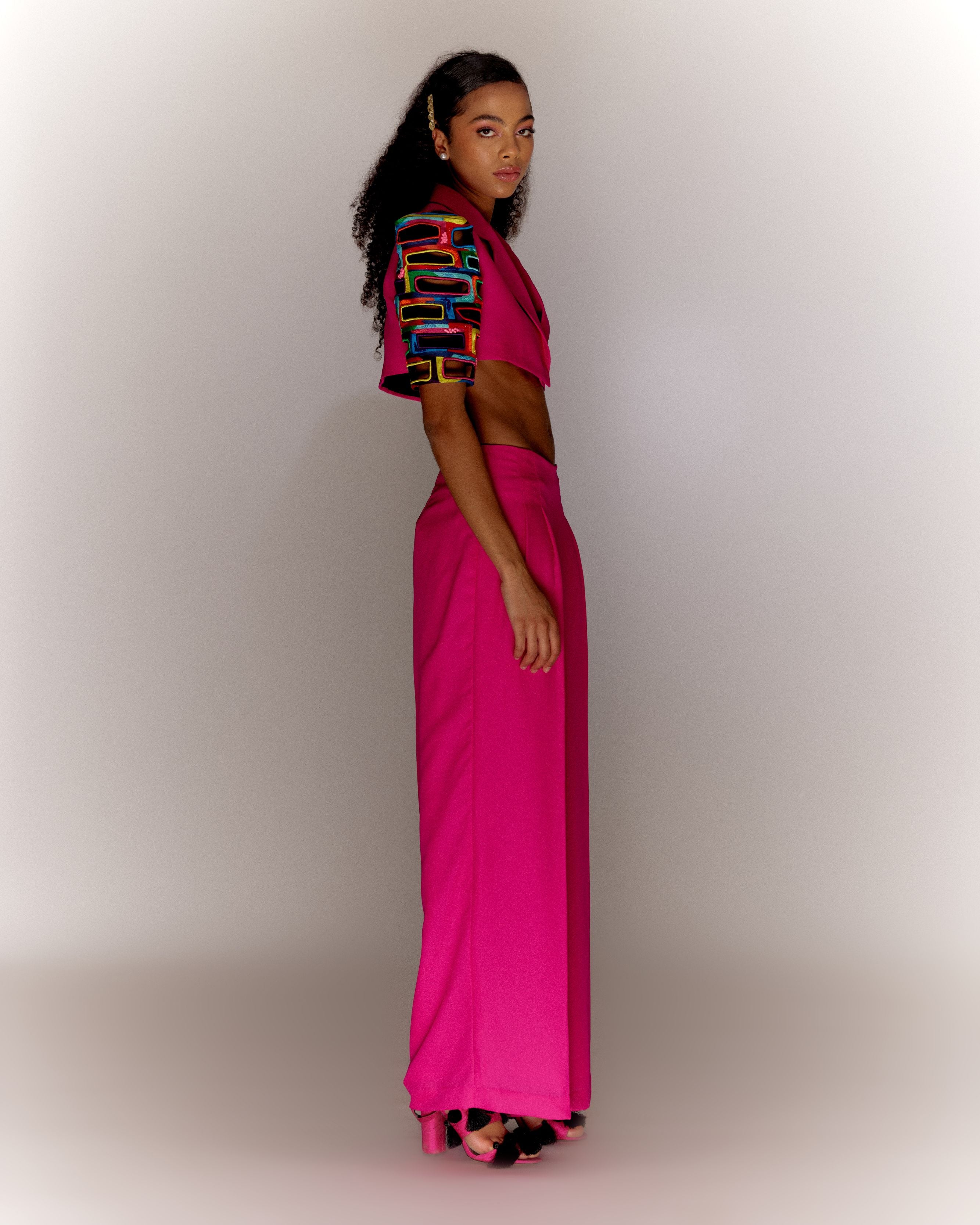 Pink Bricks Cut-out Jakcet Co-ord