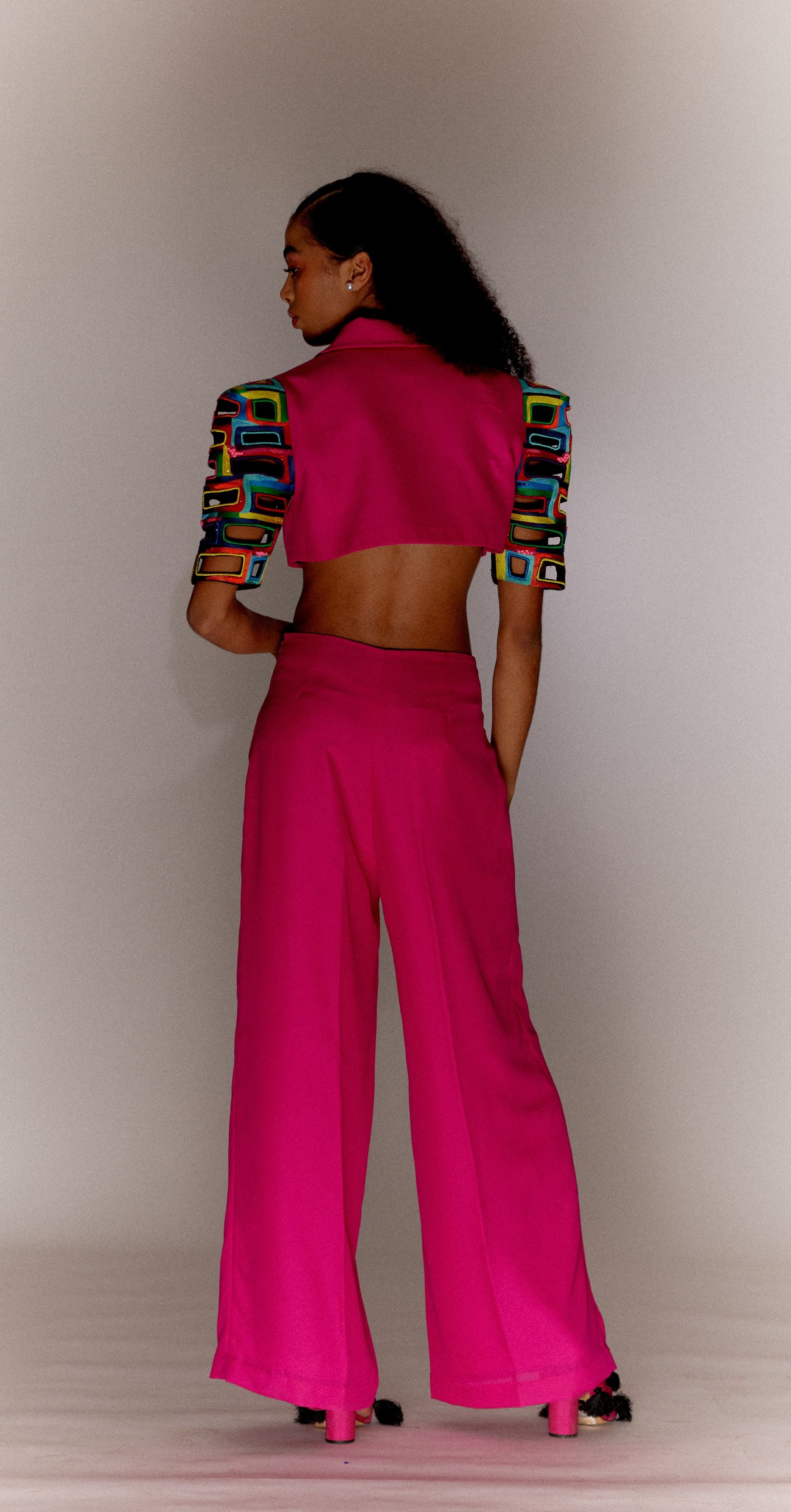 Pink Bricks Cut-out Jakcet Co-ord