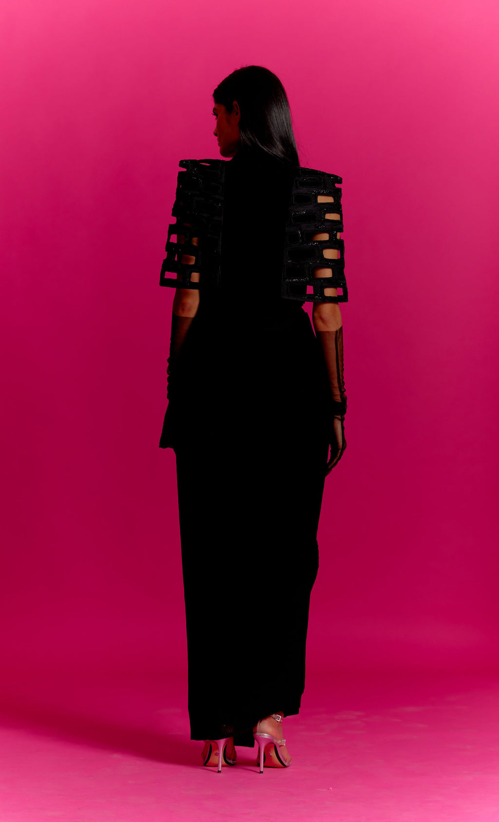 Bricks Cut-out Cape Style Jacket with Saree Co-ord