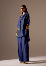 Load image into Gallery viewer, BLUE LINEN FACE OVERSIZED JACKET CO-ORD
