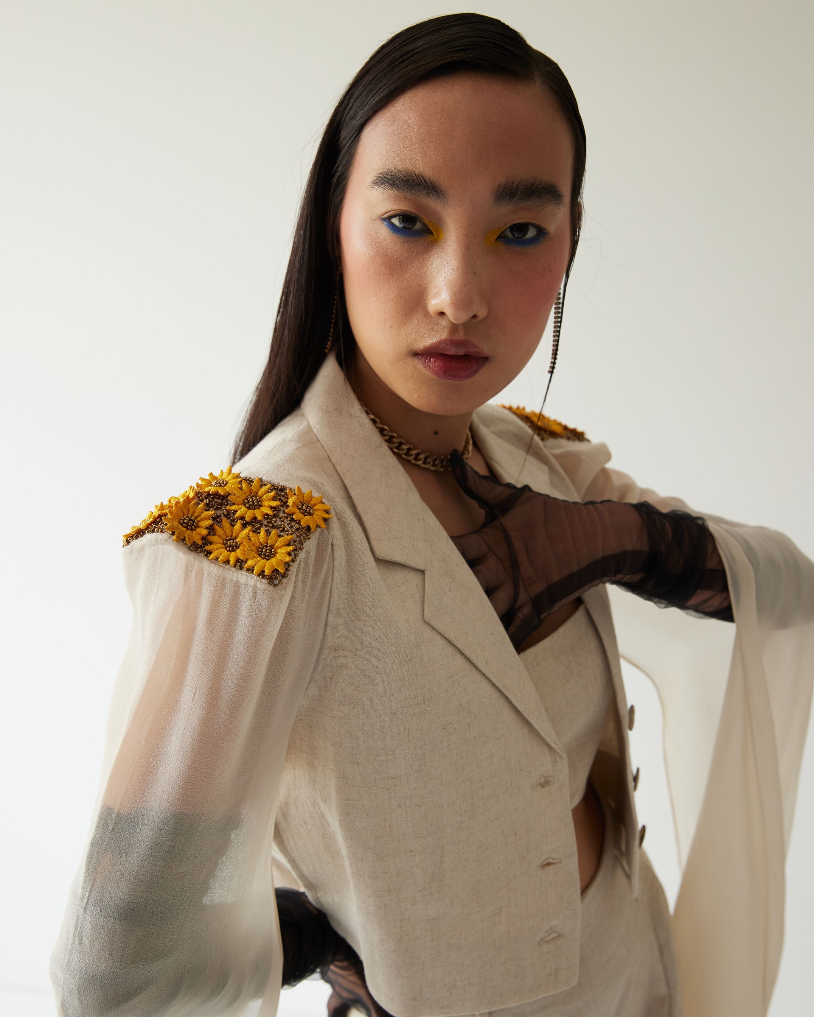SUNFLOWER CROPPED JACKET CO-ORD SET