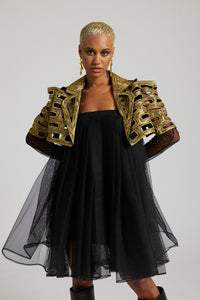 Metallic Bricks Full Cut-out with Tule Skirt