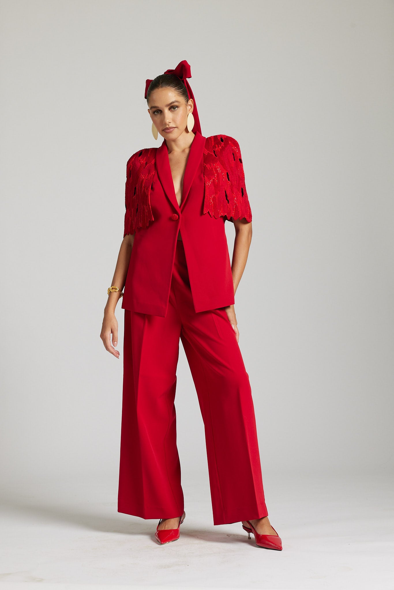 Red Paint Stain blazer Co-ord