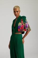 Load image into Gallery viewer, Green Houses Cape Style blazer Co-ord
