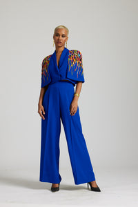 Royal Blue Cage Stories Cape Style blazer Co-ord