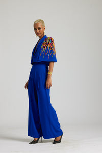 Royal Blue Cage Stories Cape Style blazer Co-ord